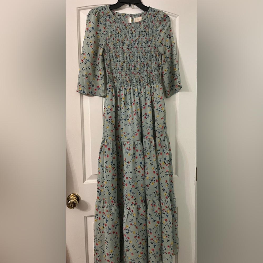 Melloday Floral Smocked Maxi Dress